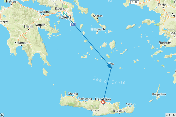 Carte du circuit Circuit Athènes, Santorin et Crète - 6 jours - Standard