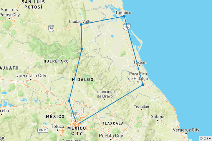 Karte von San Luis Potosi: Abenteuer durch Wasserfälle, Berge und Meer