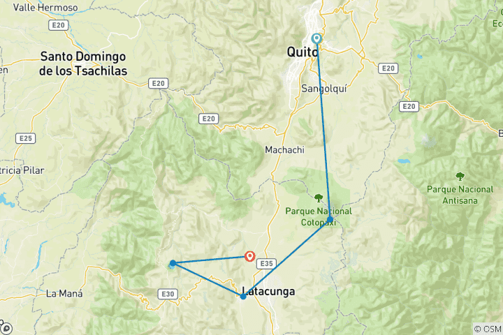 Carte du circuit Circuit privé de 2 jours au Cotopaxi et à la lagune de Quilotoa - tout compris