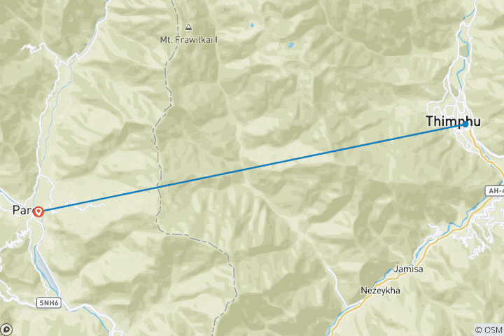 Carte du circuit Fly in Fly out au pays du dragon du tonnerre 3 nuits 4 jours