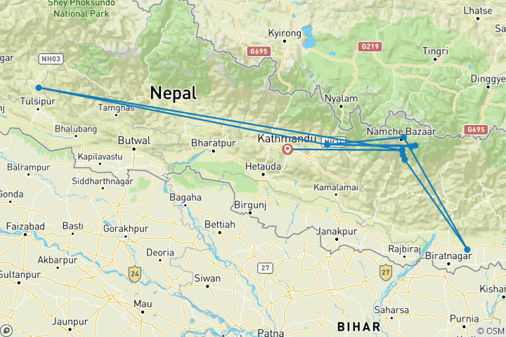 Map of Mera Peak Climbing