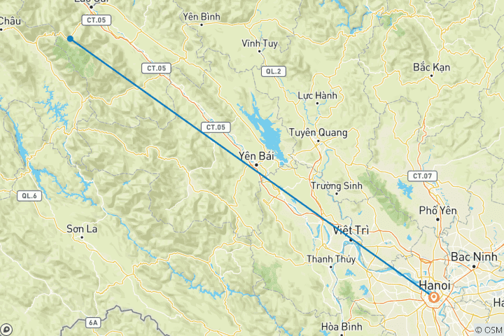 Mapa de Sapa Hard excursionismo en durante - 5 días 4 noches