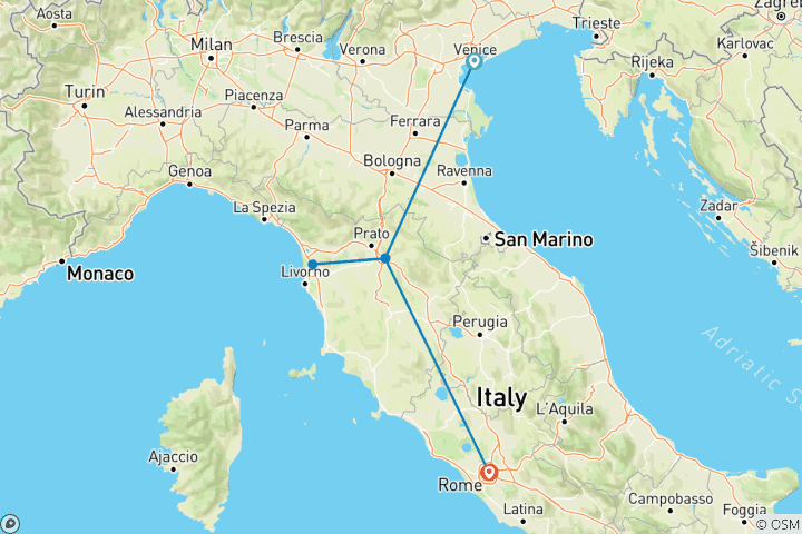 Carte du circuit Italie Family Journey : de Venise à Rome National Geographic