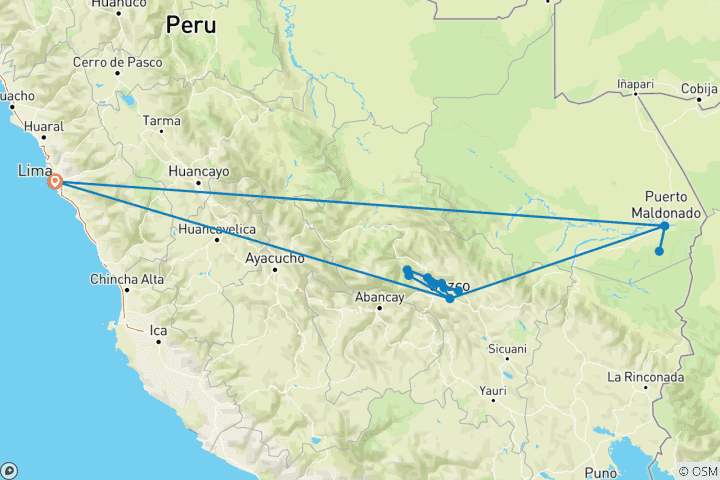 Carte du circuit Peru Family Journey : du Machu Picchu à l'Amazonie National Geographic