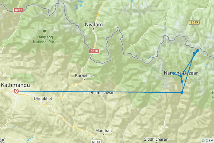 Map of Everest Base Camp Heli Trek