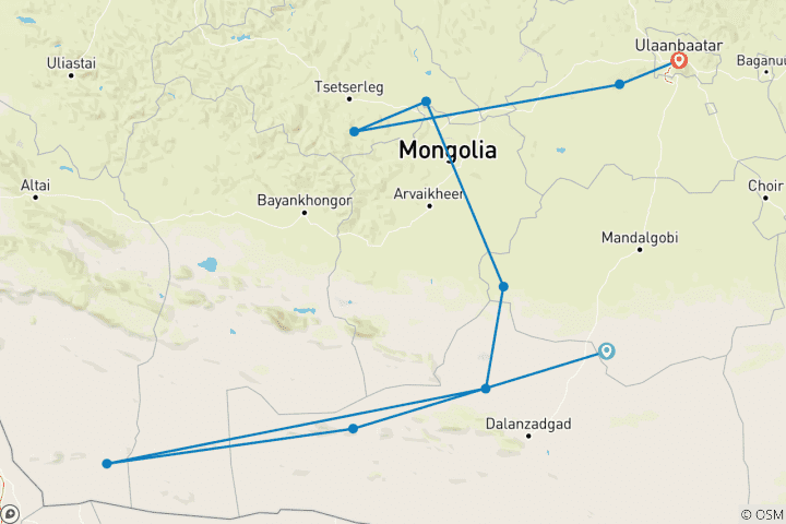 Mapa de Gobi y valle de Orkhon 9D/8N