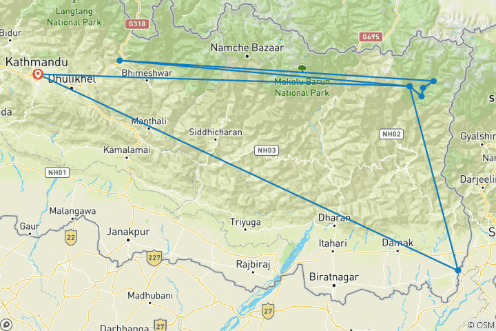 Karte von Kanchenjunga Panorama Trekking Tour