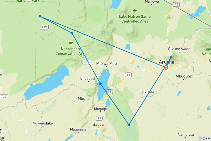 Map of 9 - Days Tanzania Family Safari