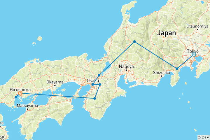 Carte du circuit Japon classique 14 jours - One Life Adventures