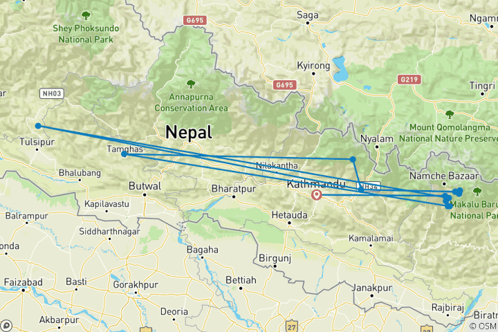 Map of Mera Peak Climb