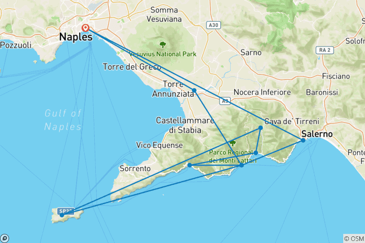 Carte du circuit Circuit de la côte amalfitaine - 6 jours fantastiques à Amalfi