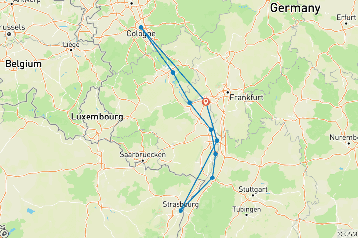 Carte du circuit FASCINATING RHINE (Mainz - Mainz) MS River Diamond 5*