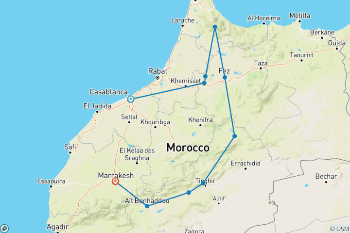 Carte du circuit L'essentiel du Maroc