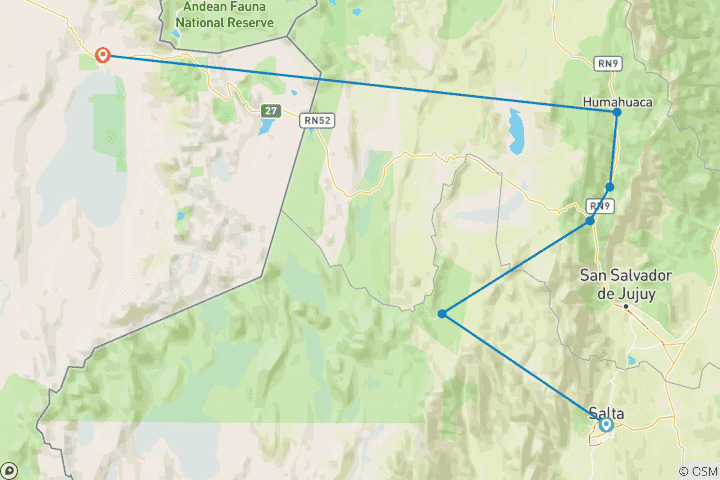Map of Landscapes of North: Salta and San Pedro de Atacama