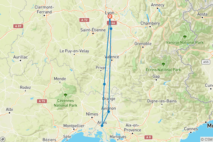 Mapa de Cita de la Ruta del Ródano 2026