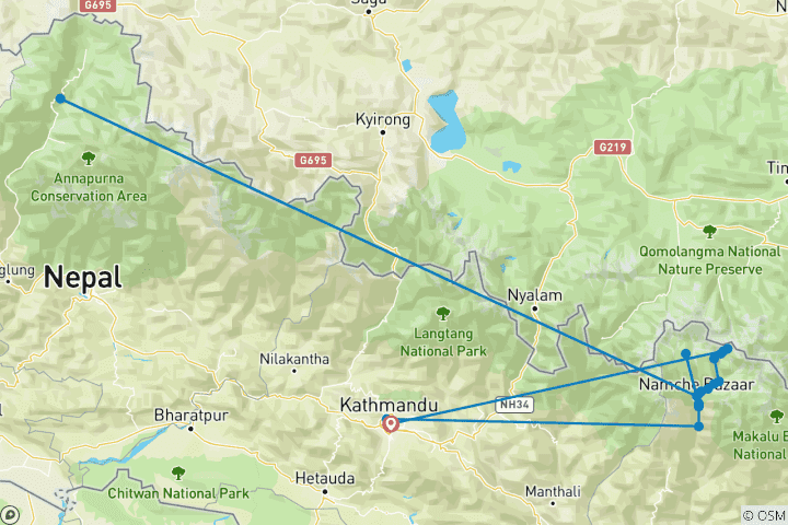 Karte von Everest Base Camp Trek inkl. Helikopter Flug