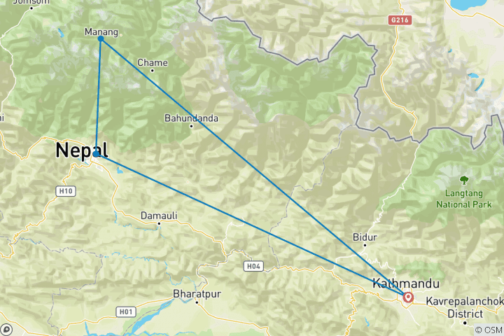 Karte von Chulu Ost Gipfeltour - 27 Tage