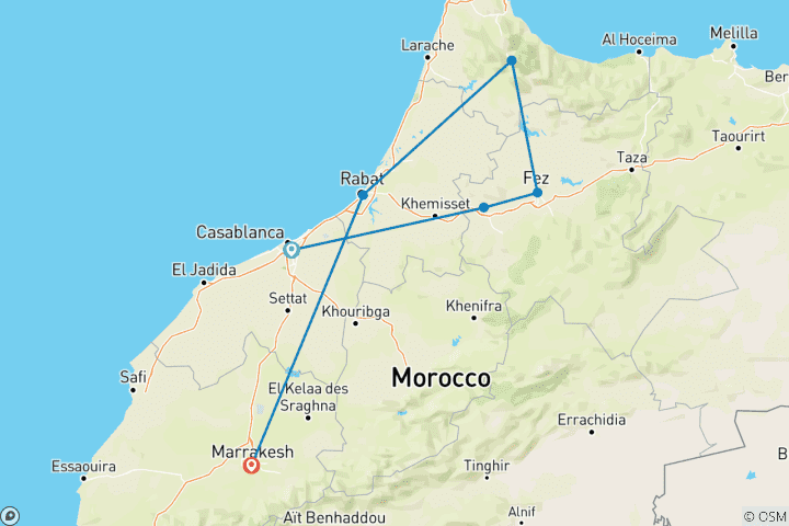 Karte von Marokko: Souks und Medinas 9 Tage