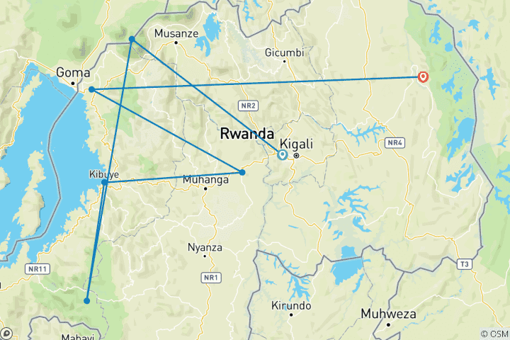 Carte du circuit Circuit de 9 jours au Rwanda (gorilles, faune et culture)