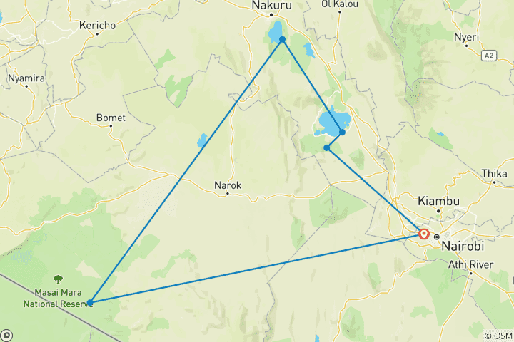 Carte du circuit 5 jours de safari de migration en 4x4 au Kenya : Dans la nature