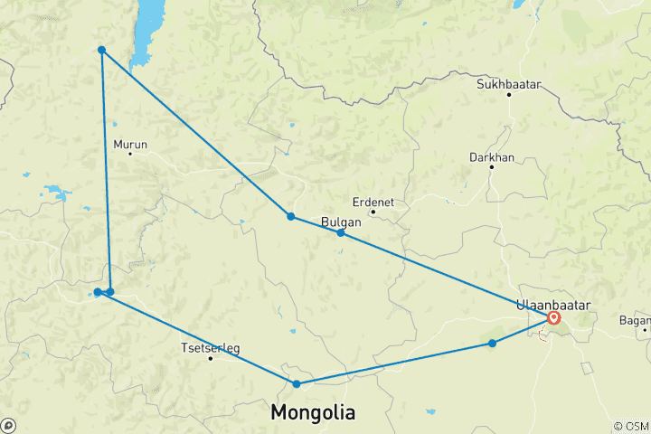 Kaart van Smaak van Mongolië 12D/11N