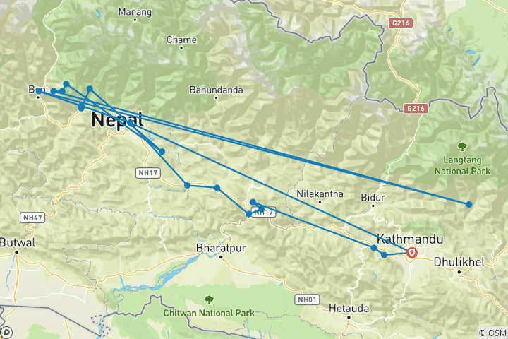 Map of Mohare Danda Trek 08 Day