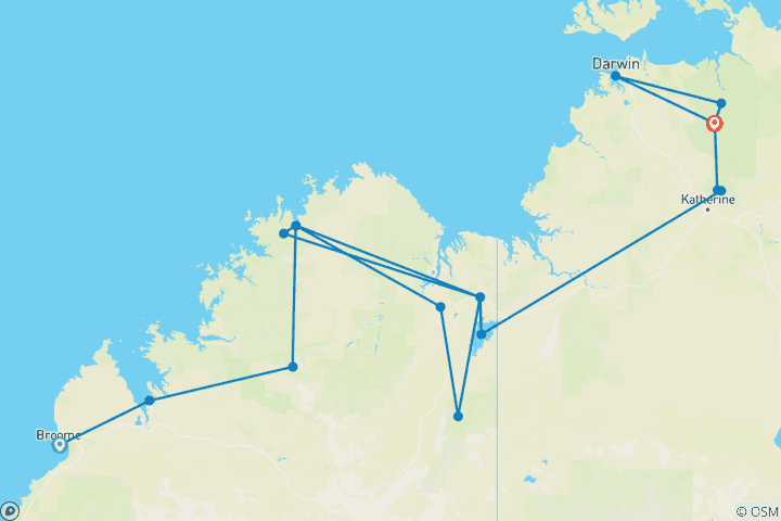 Map of Kimberley and Top End Broome → Darwin (2027)