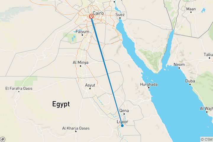 Karte von Planet der Geschichte - 6 Tage Gizeh Pyramiden, GEM, Alt-Kairo & Luxor Tal der Könige, Luxor & Karnak Tempel