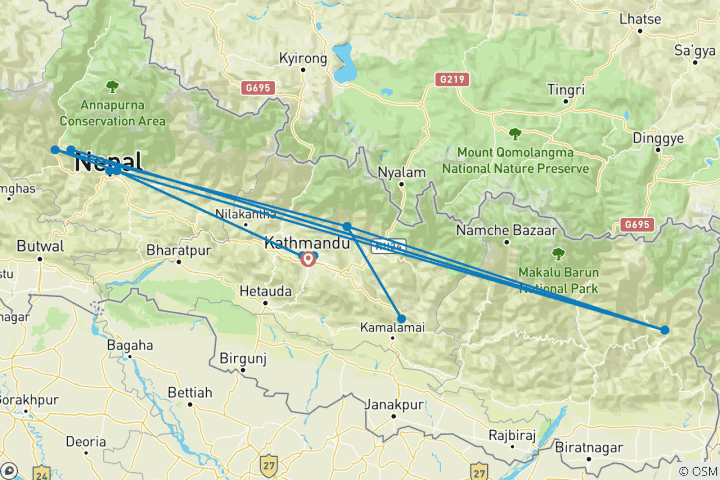 Map of 14 Days - Eco-Community Cultural Trek