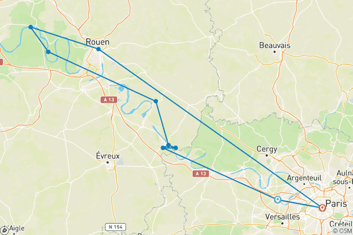 Carte du circuit Seine Expérience Normandie 2027