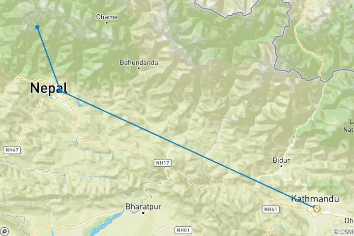 Karte von Annapurna und Ghandruk Dörfer-Trekking Tour - 4 Tage