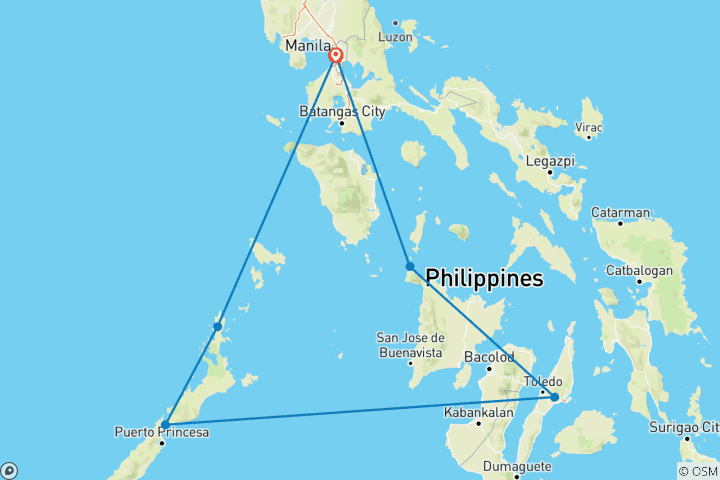 Map of 10 Days Philippine Tour