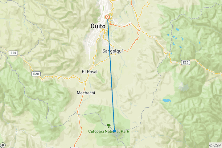Carte du circuit Vélo et Trek à Cotopaxi