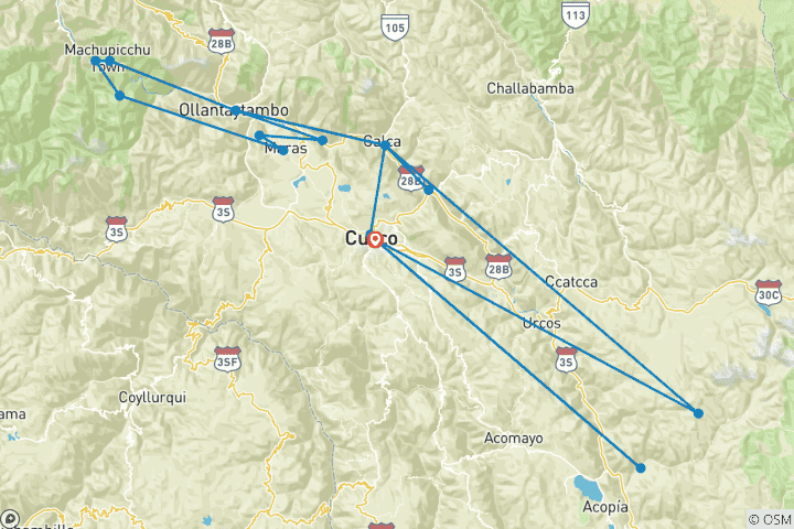 Kaart van Peru Avontuur: Heilige Vallei & Ausangate - 14 dagen