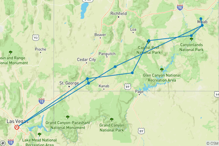 Map of Camping Utah's Mighty 5