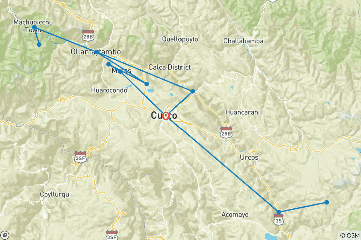 Carte du circuit Vallée sacrée, petit sentier inca et montagne de l'Arc-en-ciel - 7 jours