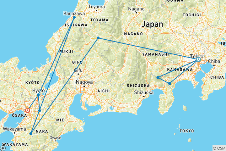 Carte du circuit Patrimoine mondial du Japon