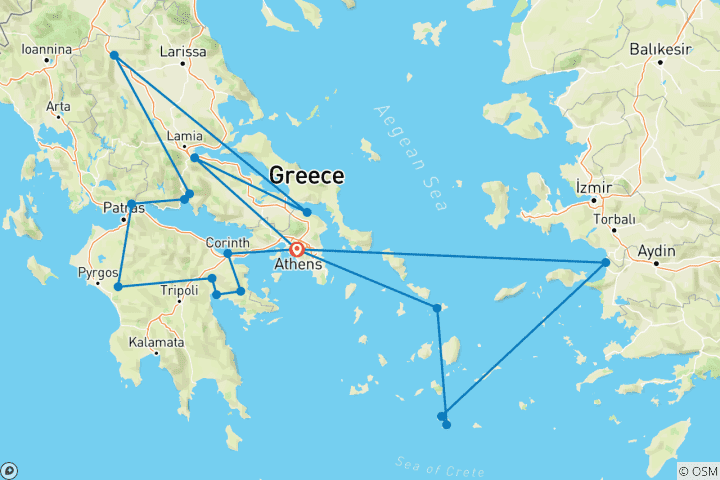 Carte du circuit Grèce continentale et îles