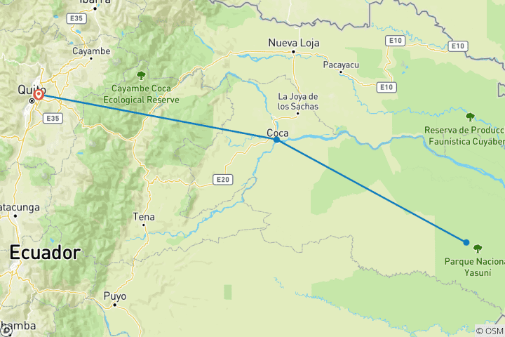 Map of Yasuni Amazon Expedition 5D/4N
