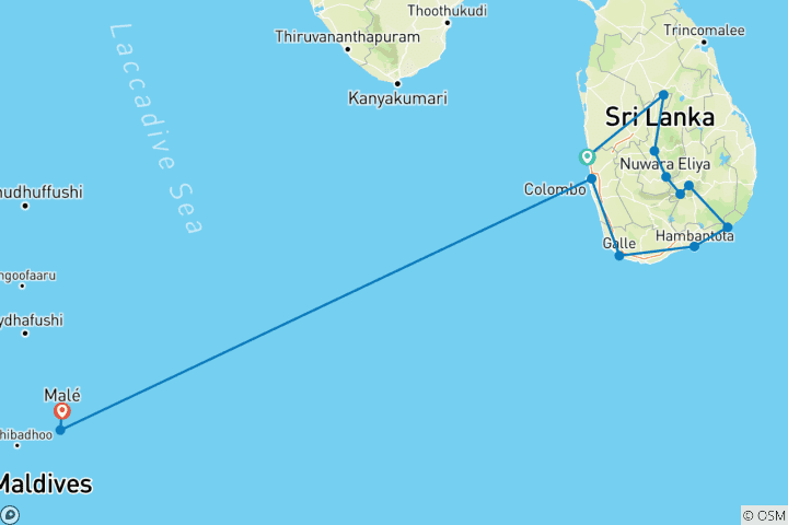Map of Sri Lanka & Maldives Merge-Tour