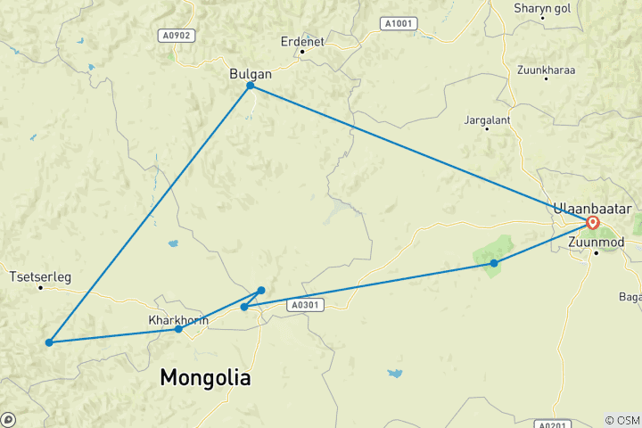 Map of Essence of Mongolia - 7 Days