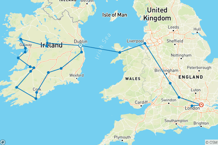 Kaart van Ontdek het Verenigd Koninkrijk en Ierland