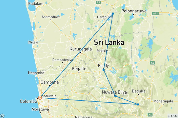 Map of Enchanting Serendipity: A Journey Through Sri Lanka's Heartland