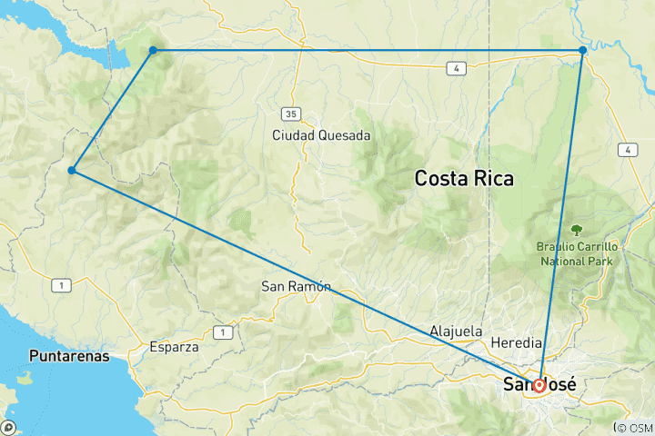 Mapa de ¡aventuras en Costa Rica!