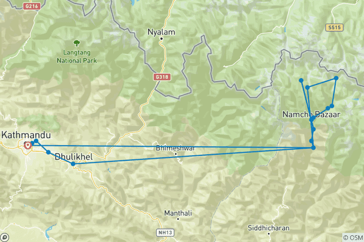 Map of VVIP Everest Base Camp Trek