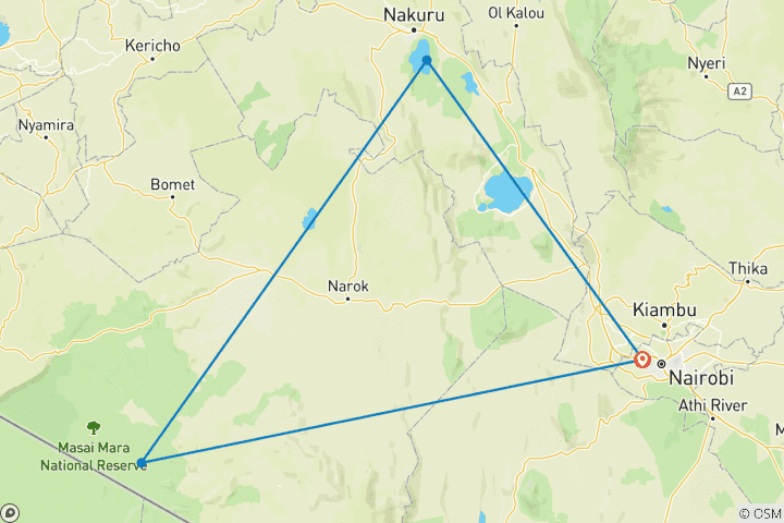 Map of 4-Day Kenya Budget 4x4 Safari: From Savannah to Soda Lakes