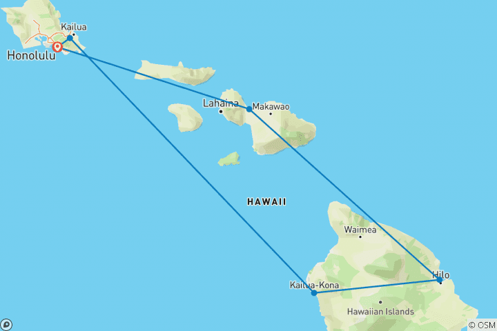 Map of Hawaii Islands New Years Singles Cruise