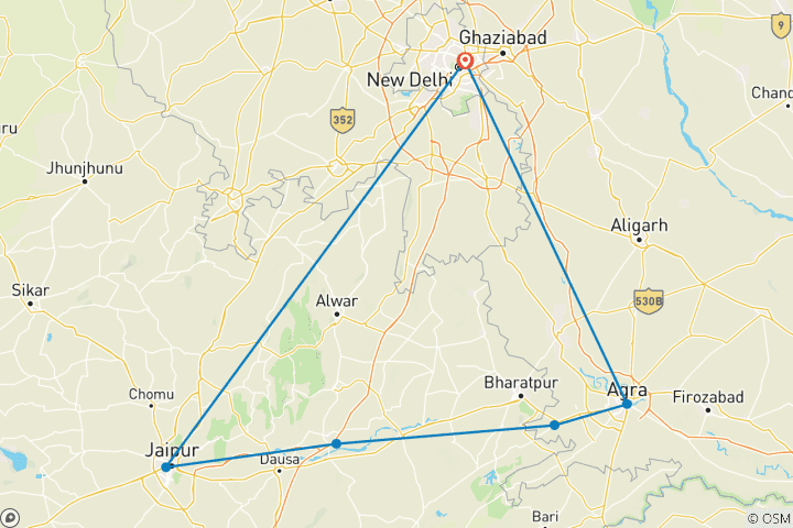 Map of Tailor-Made Top India Family Tour, Daily Depart & Private Guide