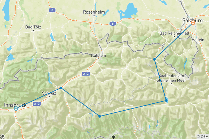 Carte du circuit Innsbruck - Salzbourg