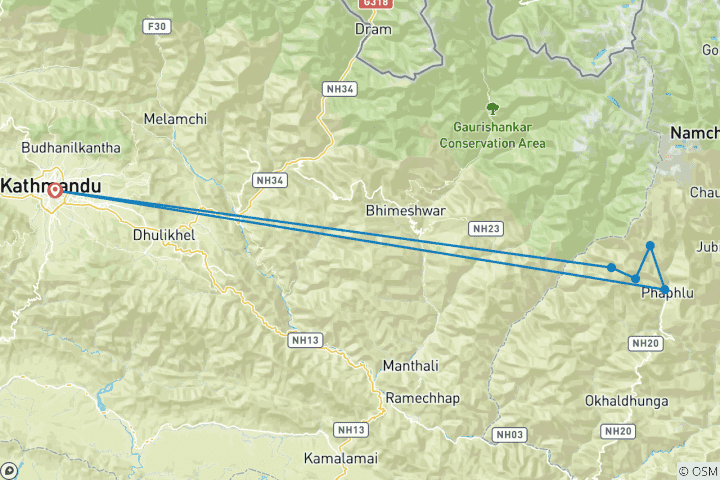 Karte von Pikey Peak Trek (9 Tage)